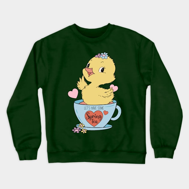 Cute Chick in a cup to welcome spring - Easter Gift Crewneck Sweatshirt by ARTSYVIBES111